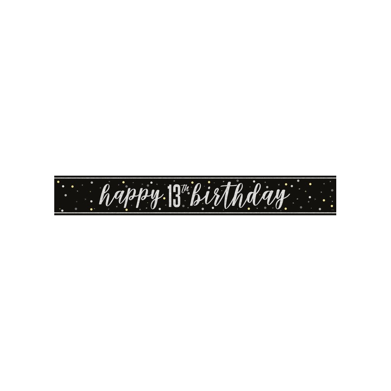 Black Glitz 13th Birthday Banner
