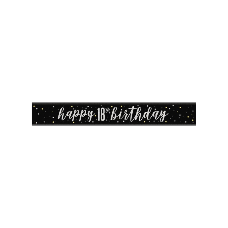 Black Glitz 18th Birthday Banner