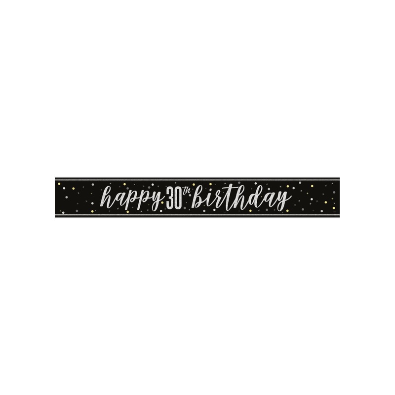Black Glitz 30th Birthday Banner