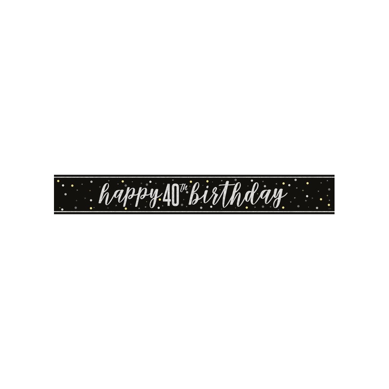 Black Glitz 40th Birthday Banner