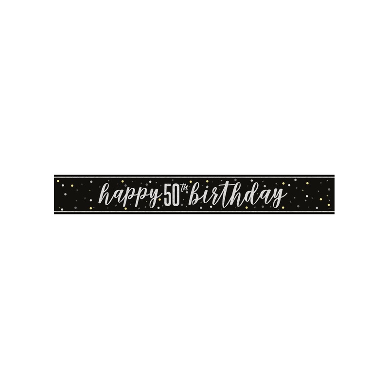 Black Glitz 50th Birthday Banner