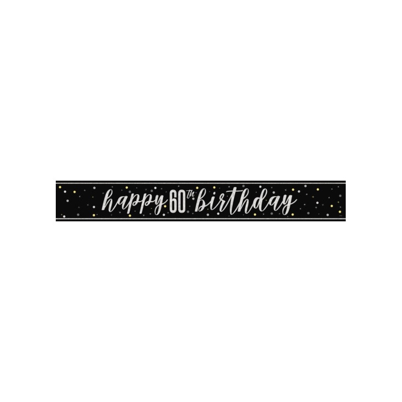 Black Glitz 60th Birthday Banner