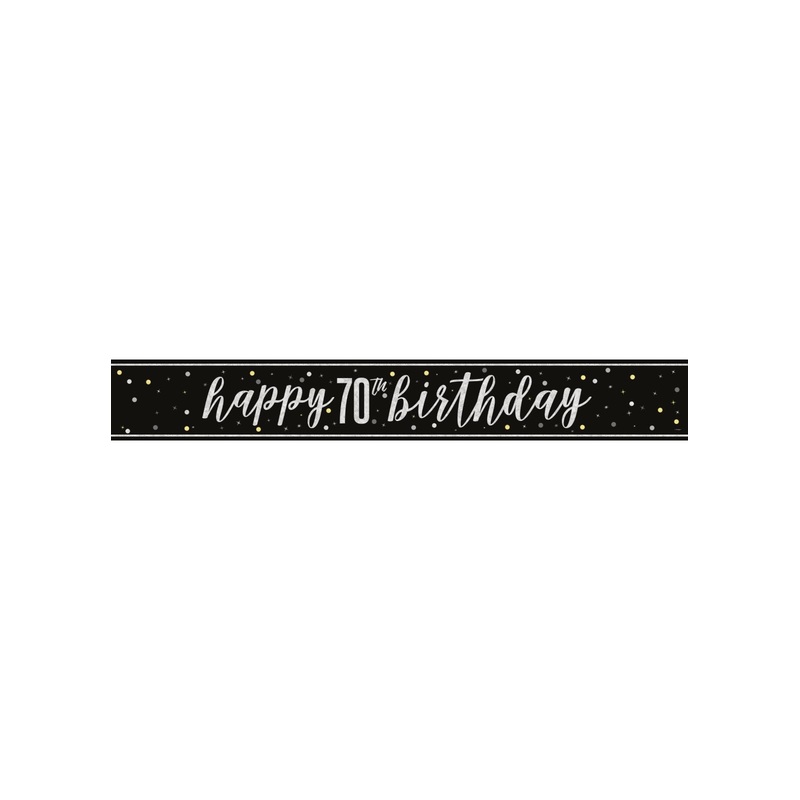 Black Glitz 70th Birthday Banner
