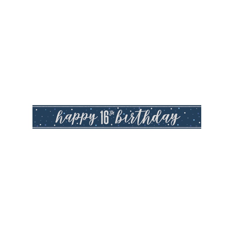 Blue Glitz 16th Birthday Banner