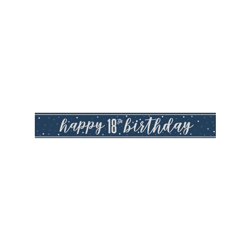 Blue Glitz 18th Birthday Banner