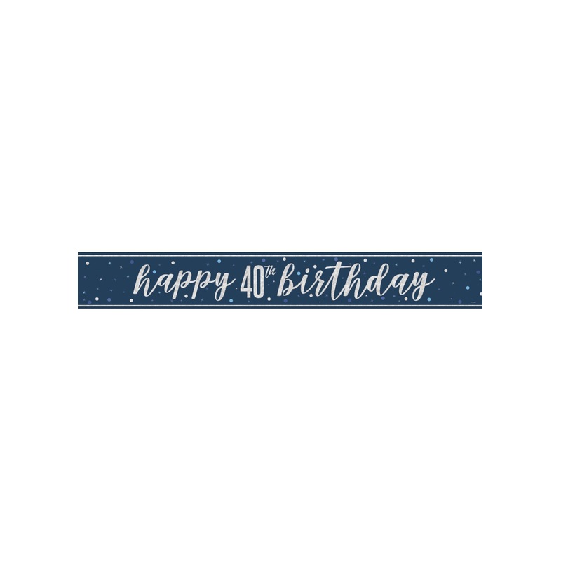 Blue Glitz 40th Birthday Banner