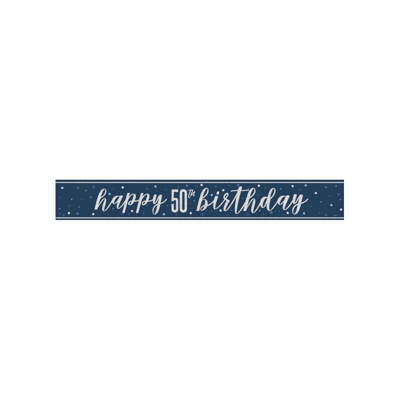 Blue Glitz 50th Birthday Banner