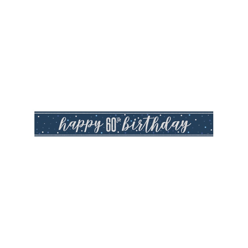 Blue Glitz 60th Birthday Banner