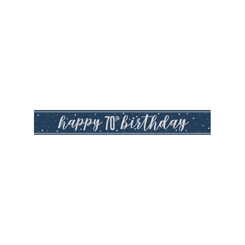 Blue Glitz 70th Birthday Banner