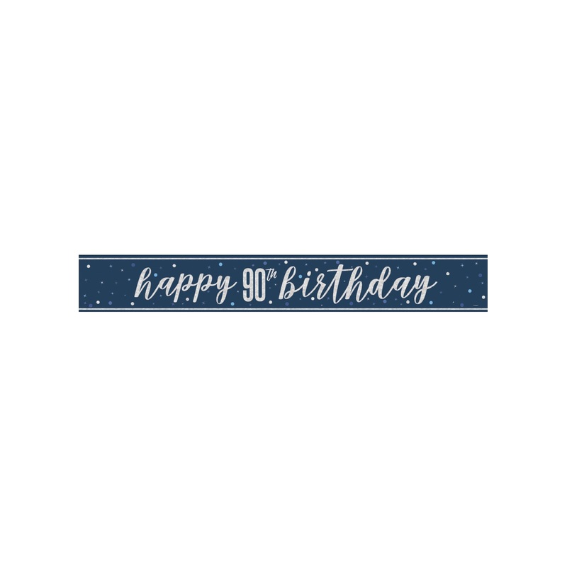 Blue Glitz 90th Birthday Banner