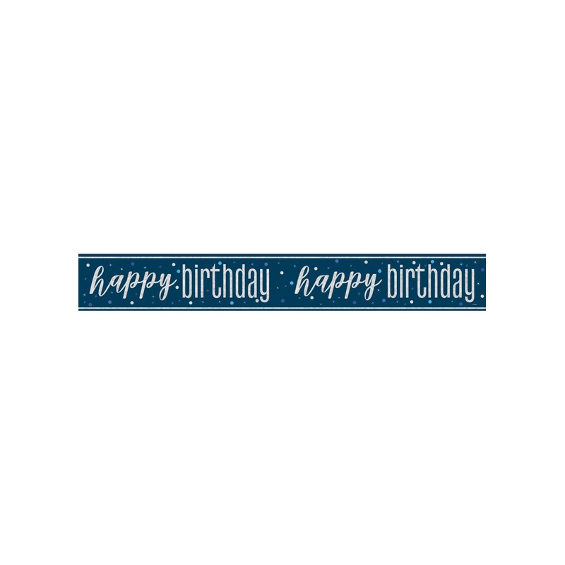 Blue Glitz Happy Birthday Banner