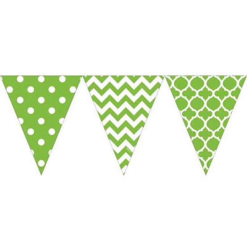 GREEN & WHITE PENNANT BANNER