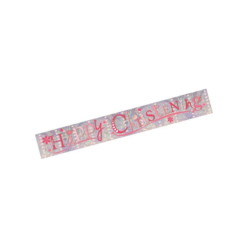 Pink Christening Foil Banner
