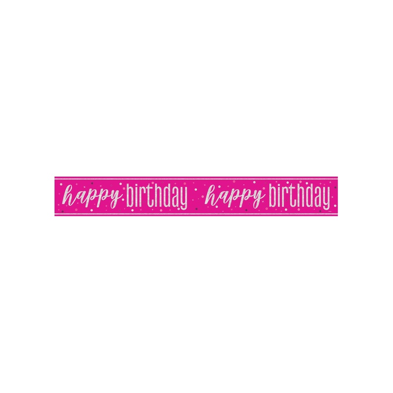 Pink Glitz Happy Birthday Banner