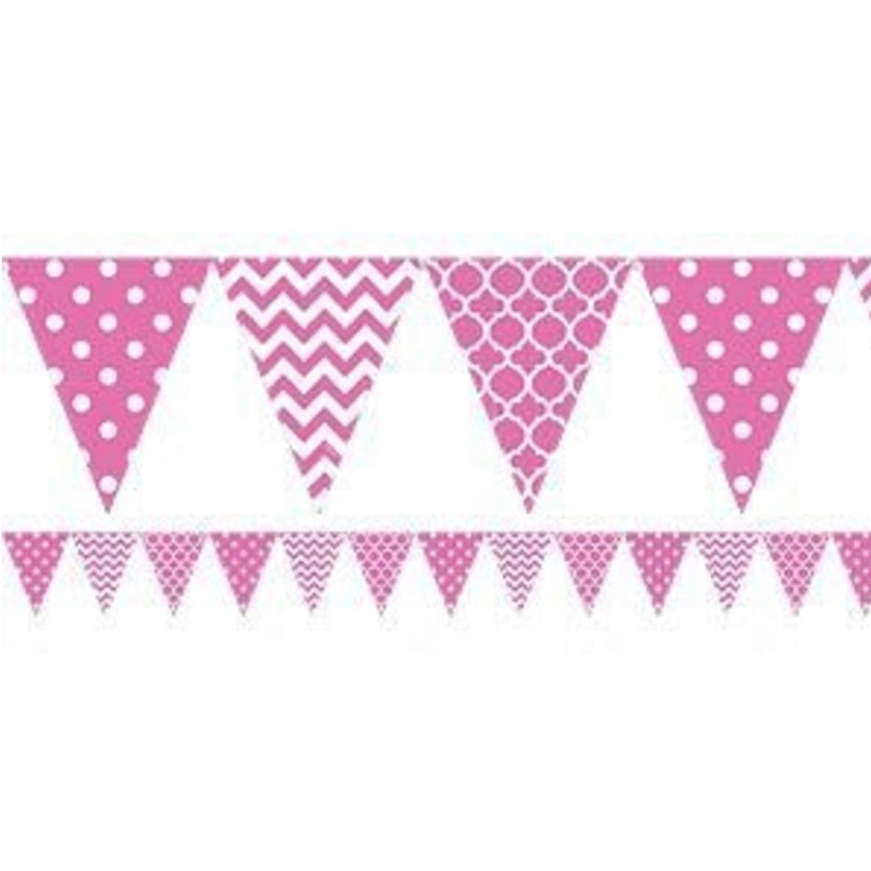 PINK & WHITE PENNANT BANNER