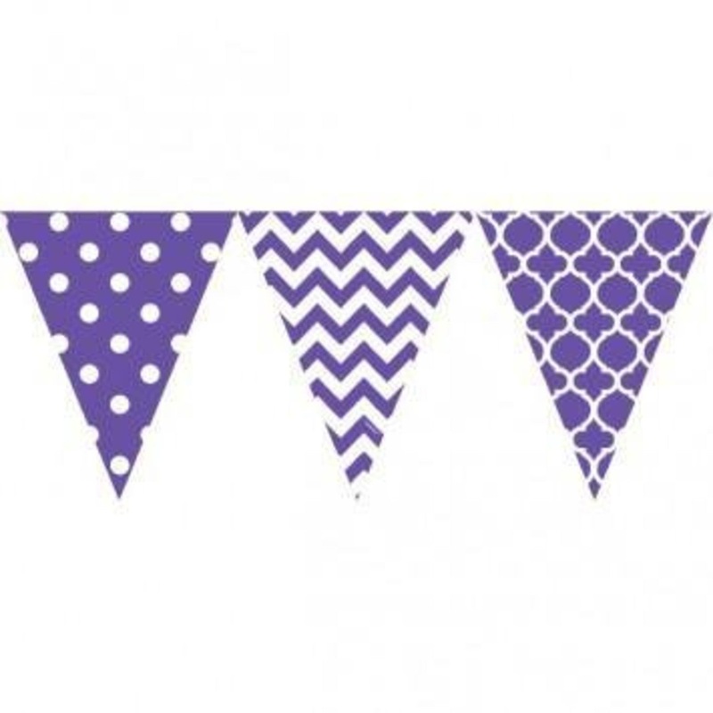 PURPLE & WHITE PENNANT BANNER