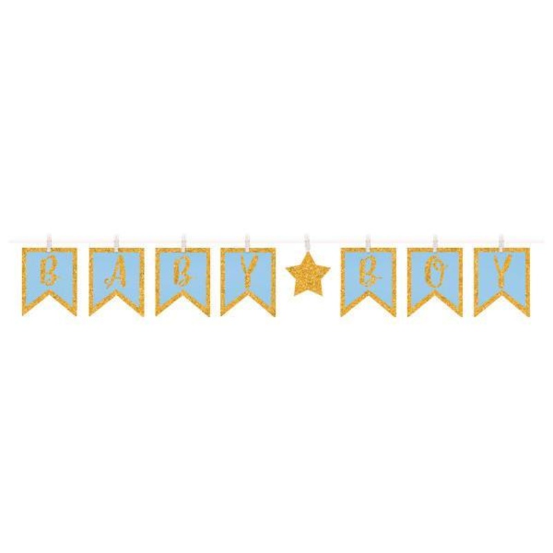 Baby shower boy pennant banner