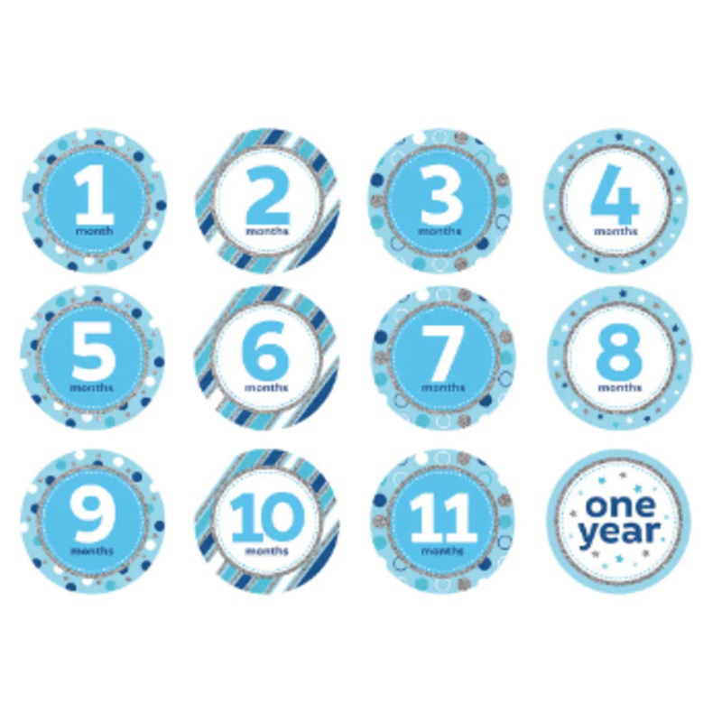 Blue Glitter Milestone Stickers