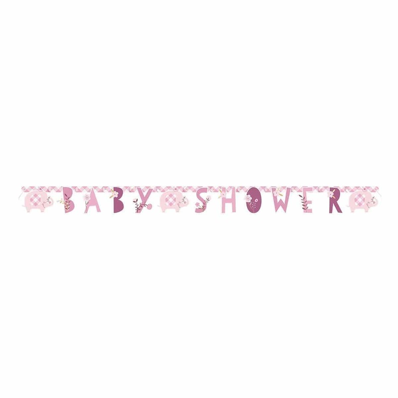 Pink Floral Elephant Banner