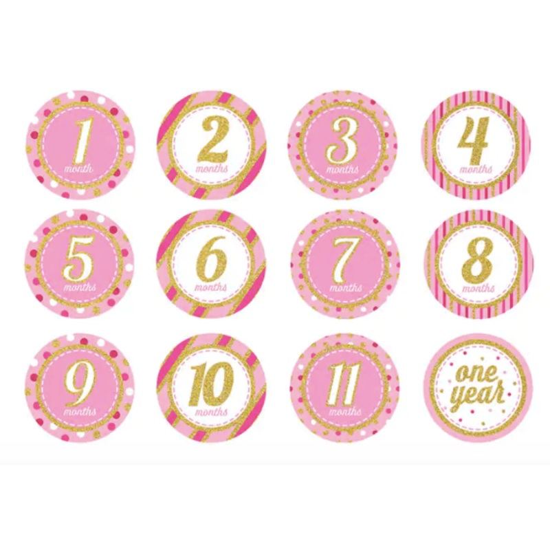 Pink Glitter Milestone Stickers
