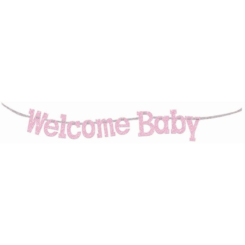 Pink Welcome Baby diamond banner