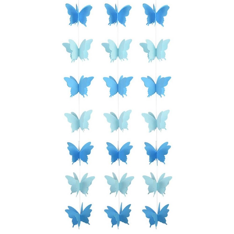 3D Blue Butterfly Paper Garland