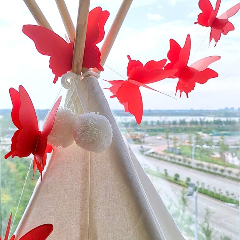 3D Red Butterfly Paper Garland
