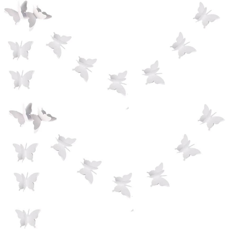 3D White Butterfly Paper Garland