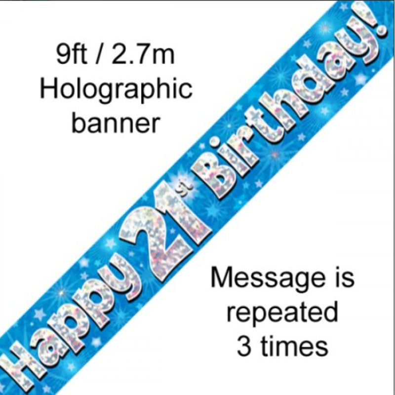 BANNER BLUE HAPPY 21ST BDAY