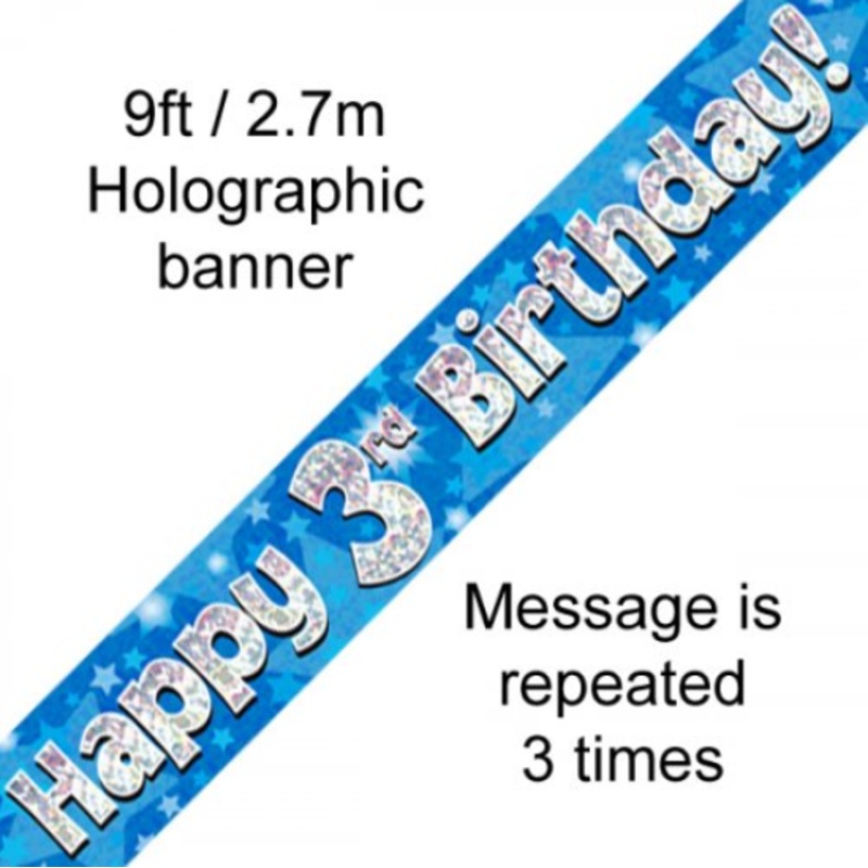 BANNER BLUE HAPPY 3RD BDAY