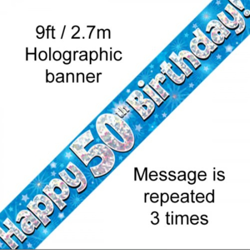 BANNER BLUE HAPPY 50TH BDAY