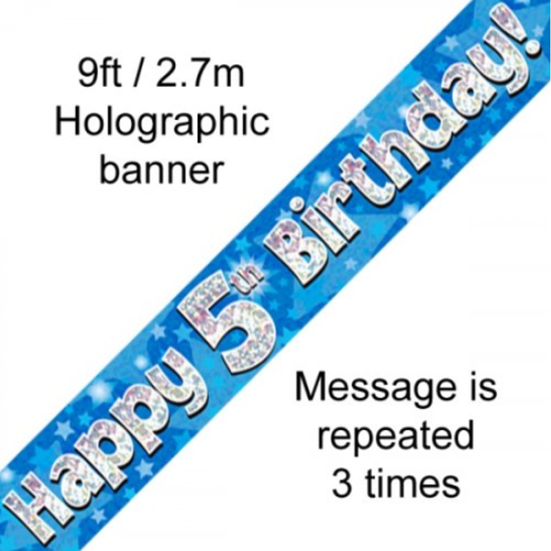BANNER BLUE HAPPY 5TH BDAY