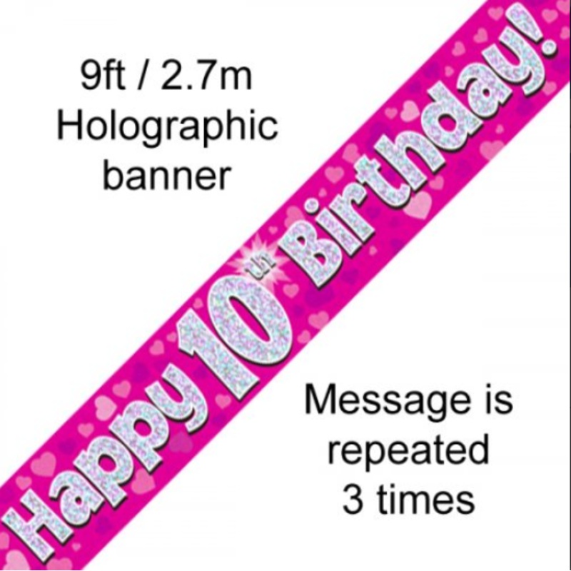 BANNER PINK HAPPY 10TH BDAY
