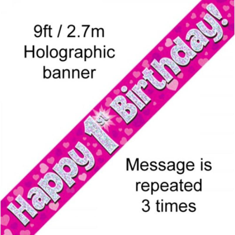 BANNER PINK HAPPY 1ST BDAY