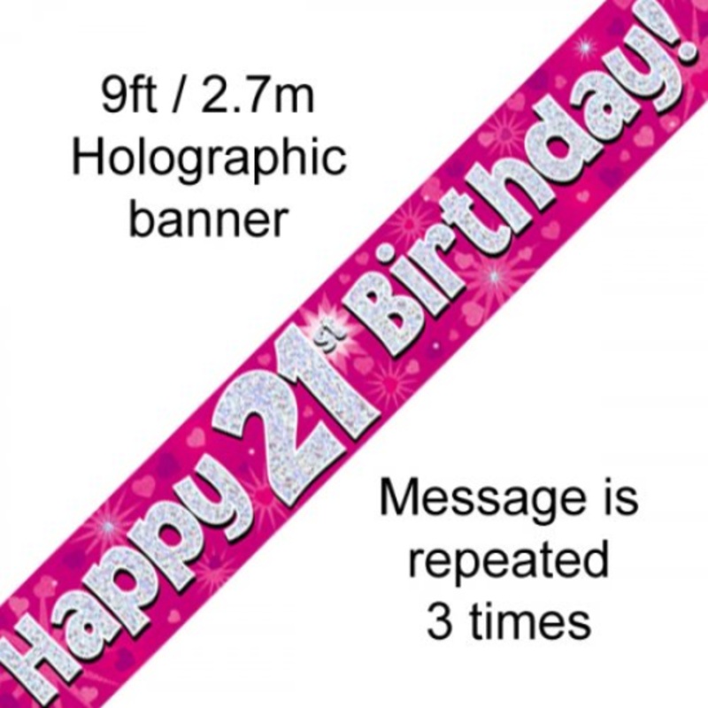 BANNER PINK HAPPY 21ST BDAY