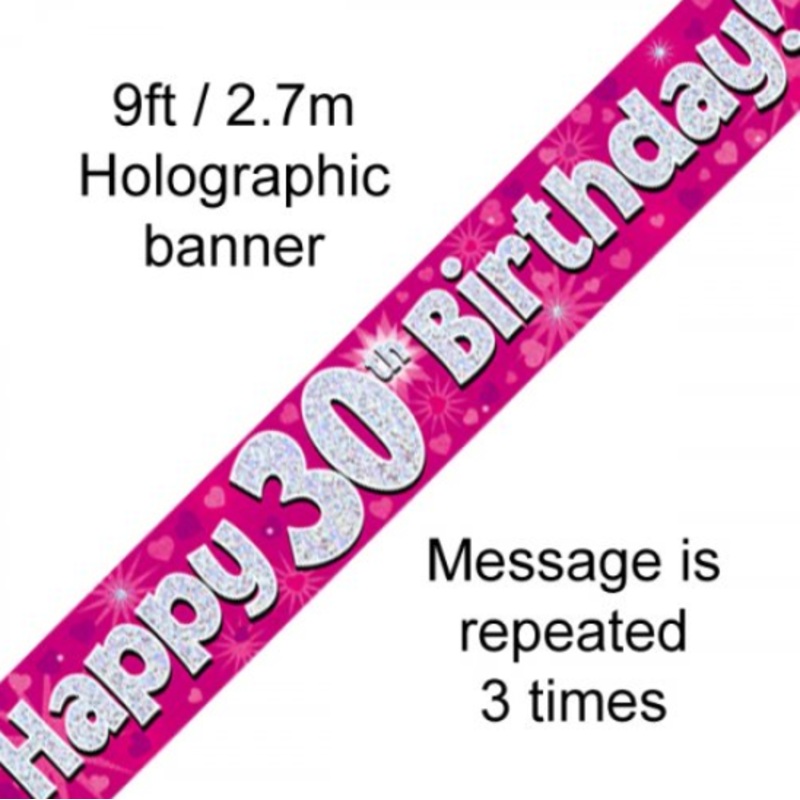 BANNER PINK HAPPY 30TH BDAY