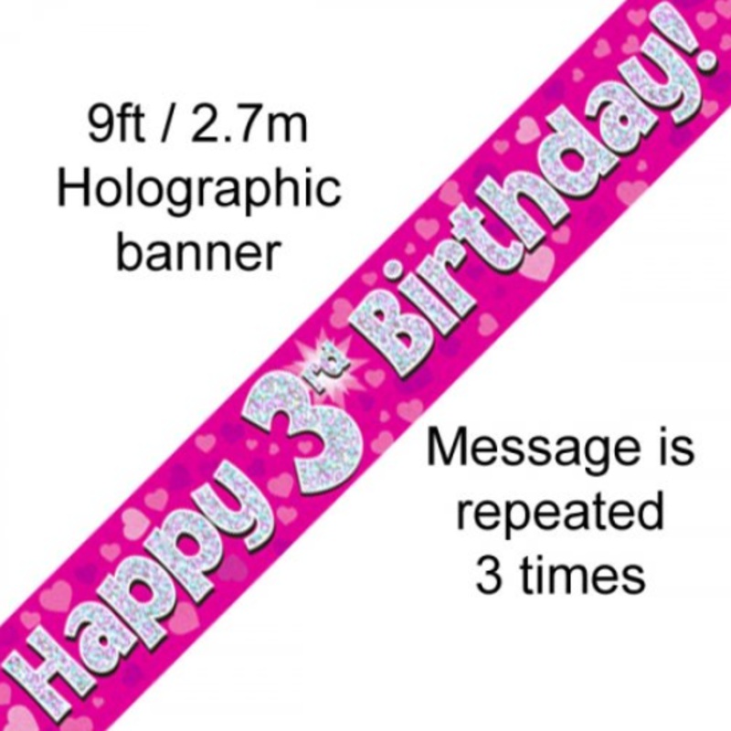 BANNER PINK HAPPY 3RD BDAY