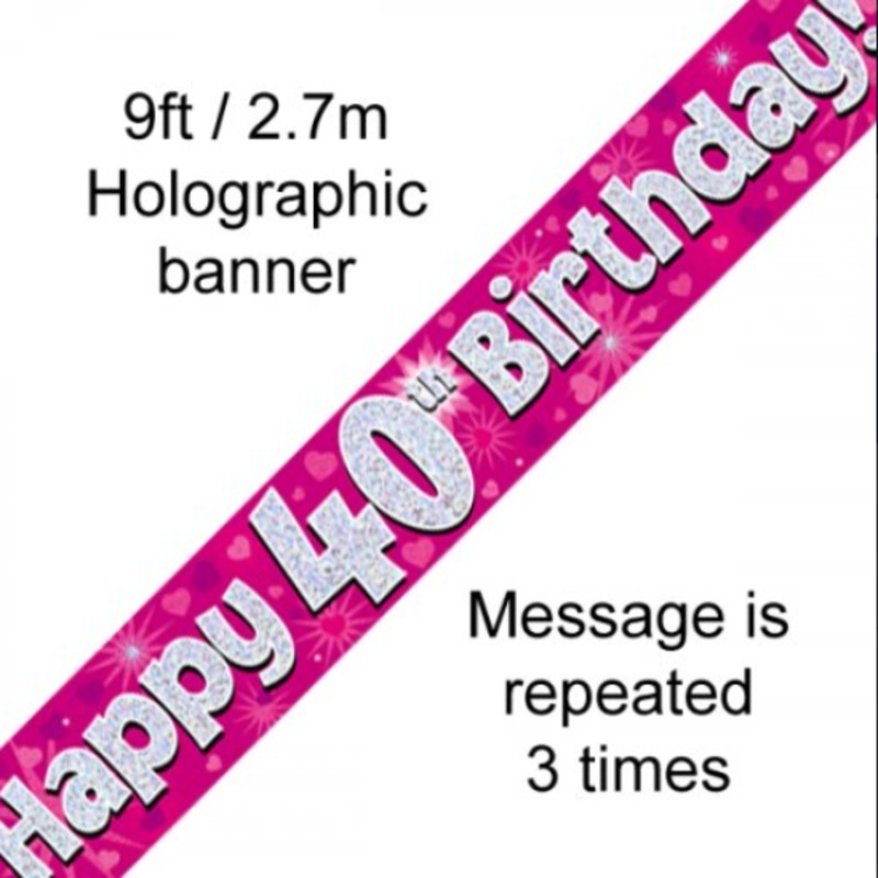 BANNER PINK HAPPY 40TH BDAY