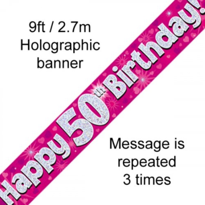 BANNER PINK HAPPY 50TH BDAY
