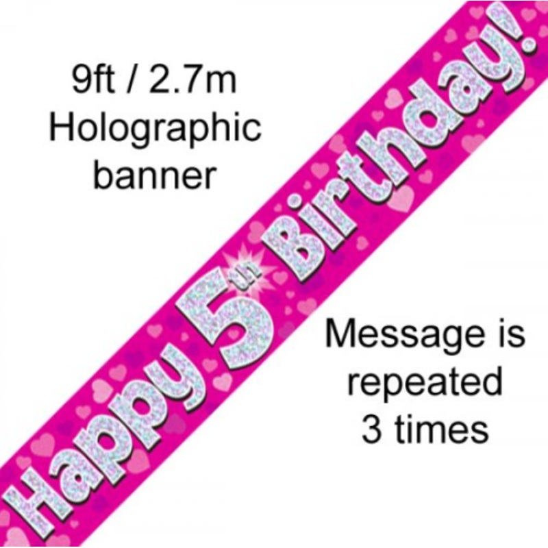 BANNER PINK HAPPY 5TH BDAY