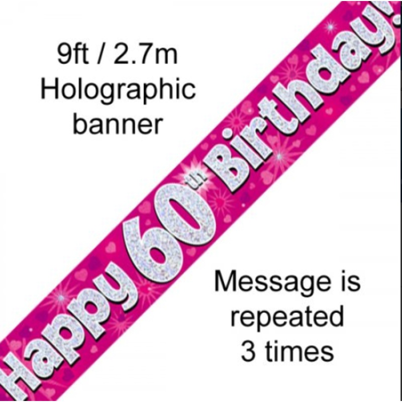 BANNER PINK HAPPY 60TH BDAY
