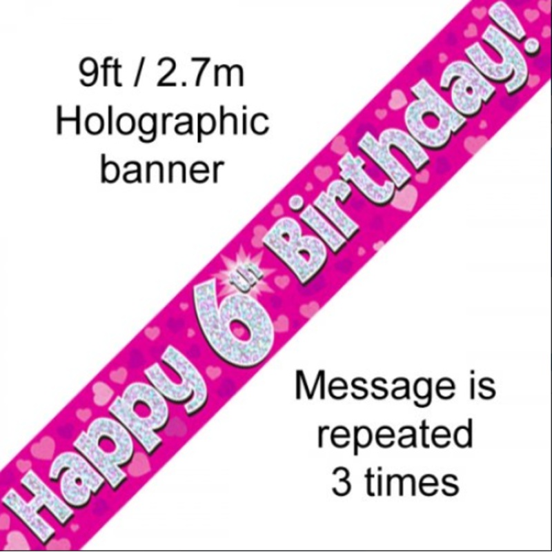 BANNER PINK HAPPY 6TH BDAY