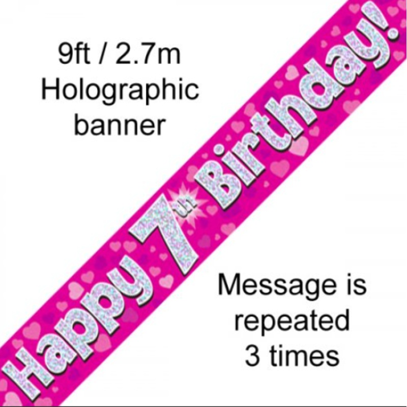 BANNER PINK HAPPY 7TH BDAY