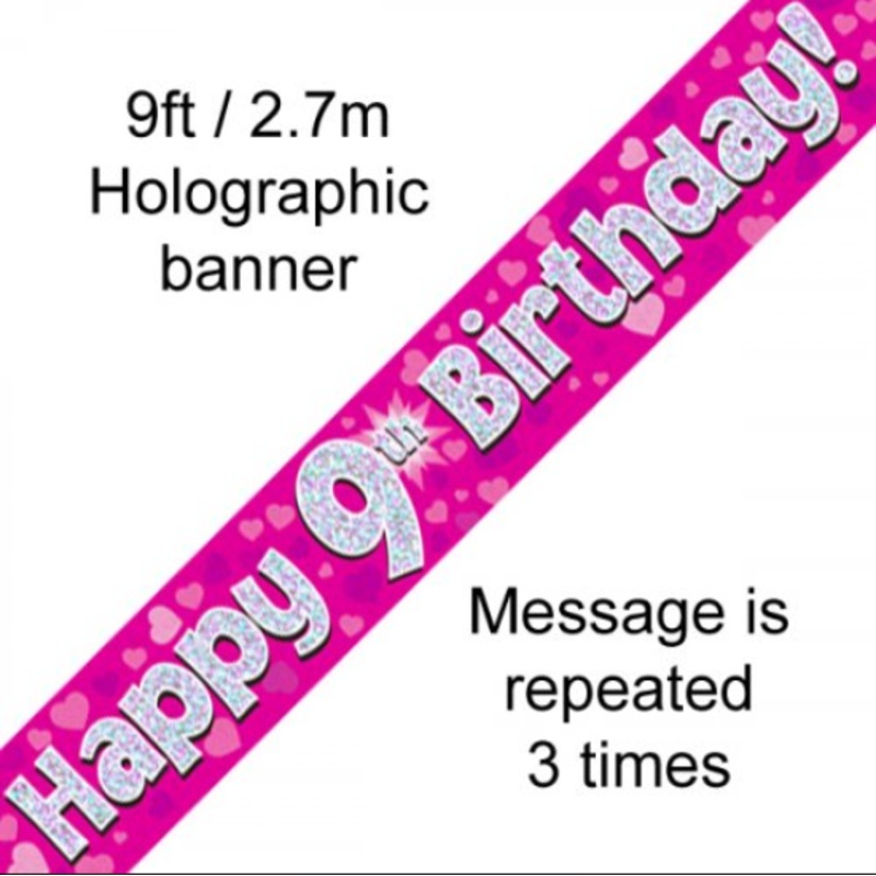 BANNER PINK HAPPY 9TH BDAY