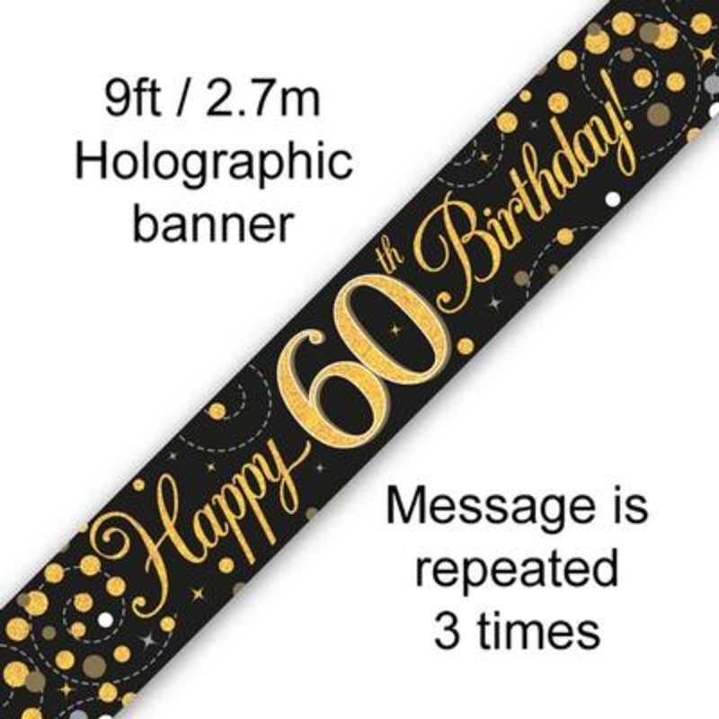 Black & Gold 60th B'DAY Banner