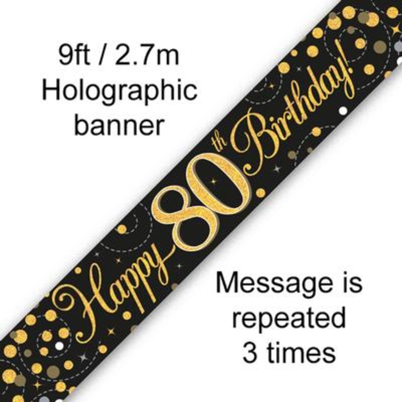 Black & Gold 80th B'DAY Banner
