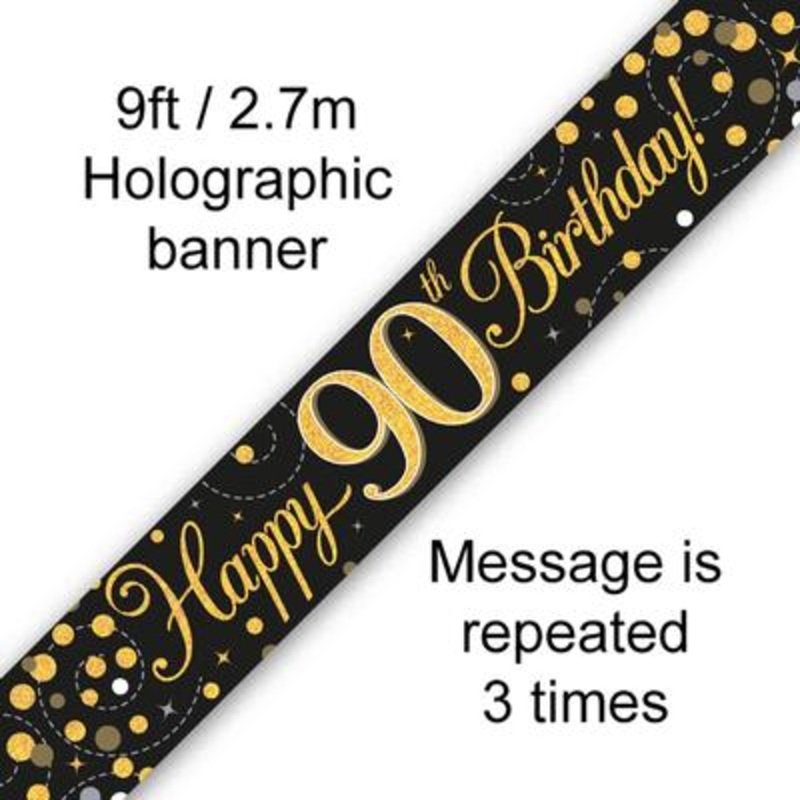 Black & Gold 90th B'DAY Banner