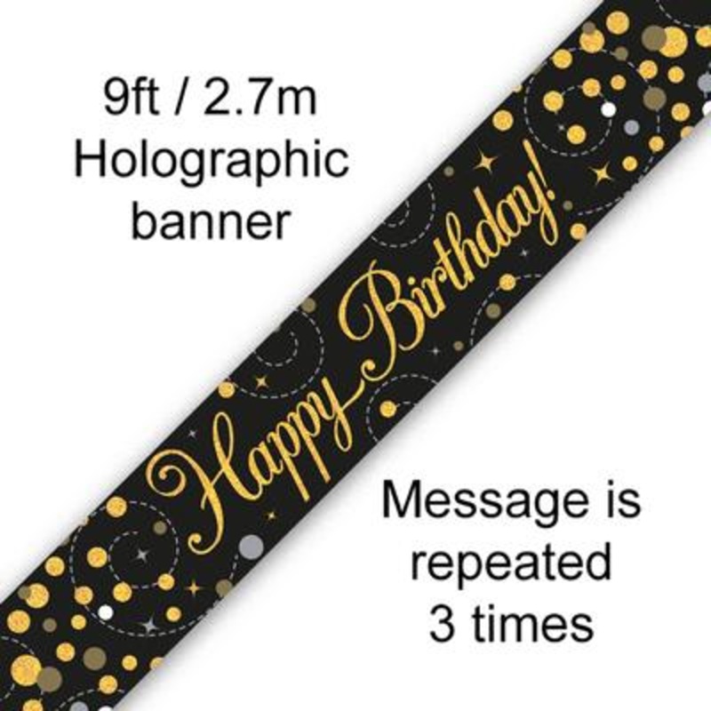 Black & Gold Happy B'DAY Banner