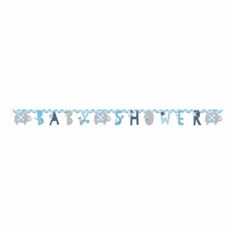 Blue Floral Elephant Banner