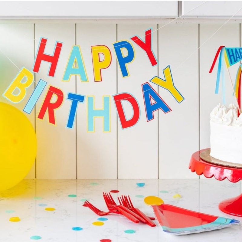 Blue Happy Birthday Banner